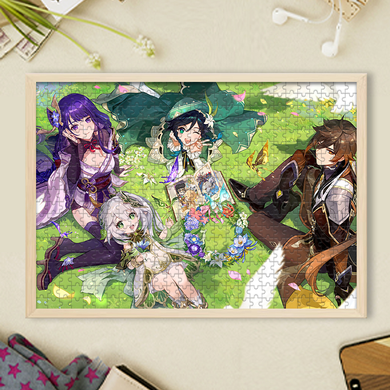 Genshin Impact Game Mobile Game PC Game Animation Wooden Puzzle 1000 Pieces Gift Custom Adult Educational Toys 2
