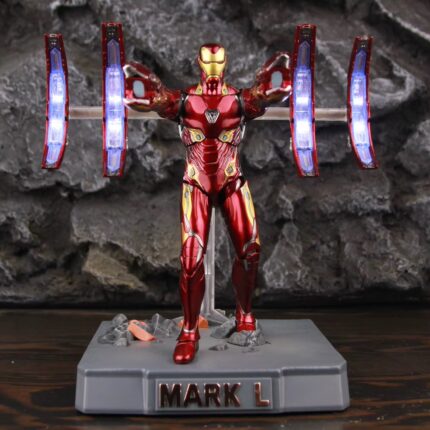ZD Toys Marvel Avengers Infinity War Iron Man Mark L 50 MK50 Floating Gun With LED Light Platform Set 7 Inch Action Figure