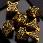 COC TRPG dice metal Baldur's Gate COC dice set multi-faceted Cthulhu DND dice Bronze Gold + Metal Gift Box + Velvet Bag