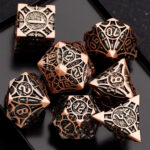 COC TRPG dice metal Baldur's Gate COC dice set multi-faceted Cthulhu DND dice Bronze Rose Gold + Metal Gift Box + Velvet Bag