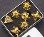 COC TRPG dice metal Baldur's Gate COC dice set multi-faceted Cthulhu DND dice Golden Lotus + Metal Gift Box + Velvet Bag