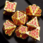 COC TRPG dice metal Baldur's Gate COC dice set multi-faceted Cthulhu DND dice Golden Red + Metal Gift Box + Velvet Bag