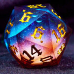 COC TRPG Star field Liquid Core Baldur's Gate multi-sided dice set 20-sided DND Red&Blue Star Field D20 + Velvet Bag