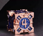 COC TRPG dice metal Baldur's Gate COC dice set multi-faceted Cthulhu DND dice Rose Gold Blue D6 + Velvet Bag