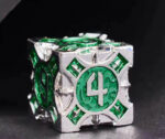 COC TRPG dice metal Baldur's Gate COC dice set multi-faceted Cthulhu DND dice Silver Green D6 + Velvet Bag